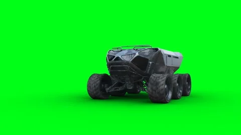 Futuristic mars rover, explorer. Green screen isolate. Видео 264537928