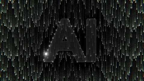 Futuristic Matrix Animation Featuring Glowing AI Stock Footage 298456587