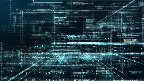 Futuristic Matrix Cyber Environment Stock Footage 128035597