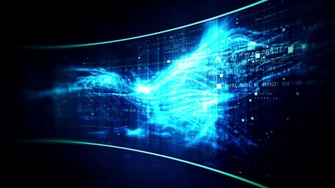 Futuristic Matrix Data Simulation cruve Background Video stock 344393020