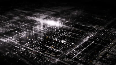 Futuristic Matrix Data Simulation HUD Background Vídeo Stock 239888680