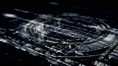 Futuristic Matrix Data Simulation HUD Background Stock-Footage 239888957