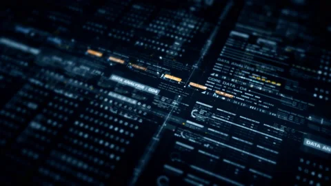 Futuristic Matrix Data Simulation HUD Background Vídeo Stock 239890446