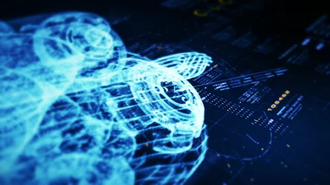 Futuristic Matrix Data Simulation HUD Background 動画素材 239890585