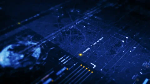 Futuristic Matrix Data Simulation HUD Background Stock Footage 239890587