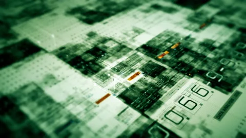 Futuristic Matrix Data Simulation HUD Background Stock-Footage 239890797
