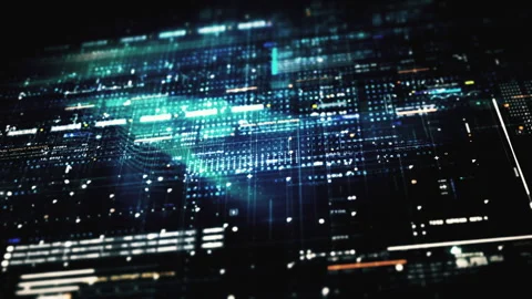 Futuristic Matrix Data Simulation HUD Background Stock-Footage 241159344