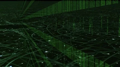 Futuristic matrix effect animation with fast moving data streams Stock Footage 155992275