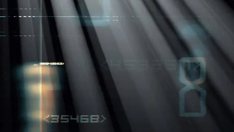 Futuristic Matrix Glitch Screen with Digital HUD Interface Stock Footage 341562702