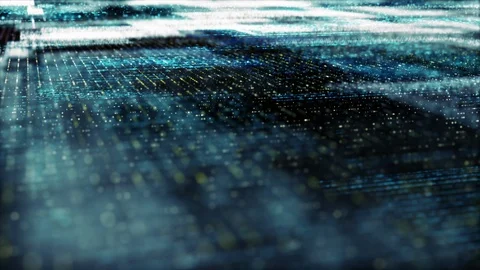 Futuristic Matrix Grid Particles Background Stock Footage 126962355