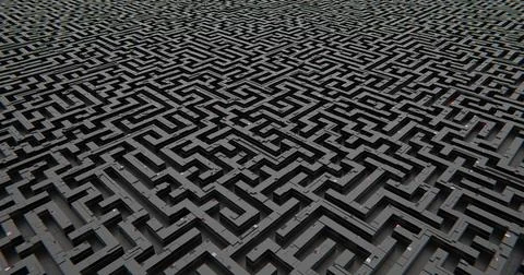 Futuristic maze going to infinity background 3d-rendering Illustrazione stock