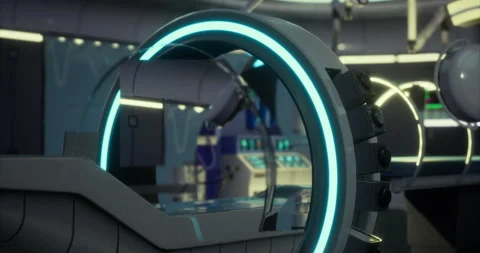 Futuristic medical imaging device in a high tech medical center Stock Footage 318416337