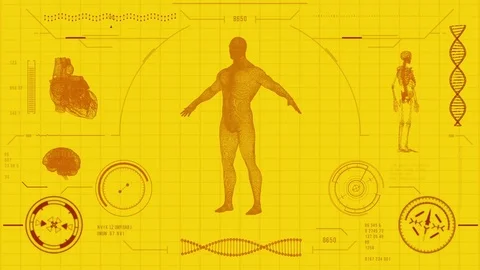Futuristic medical user interface with HUD and infographic elements. Stock Footage 84985838