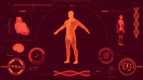 Futuristic medical user interface with HUD and infographic elements. Stock Footage 84986058