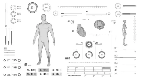 Futuristic medical user interface with HUD and infographic elements. Stock Footage 118876990