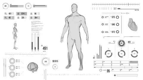 Futuristic medical user interface with HUD and infographic elements. Stock Footage 118877130