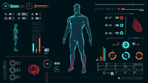 Futuristic medical user interface with HUD and infographic elements. Stock-Footage 118877131