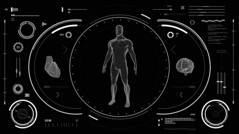 Futuristic medical user interface with HUD and infographic elements. Stock Footage 118878174