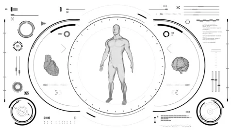 Futuristic medical user interface with HUD and infographic elements. Stock Footage 118878195