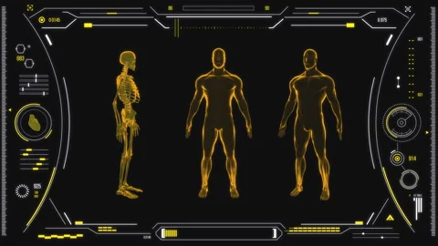 Futuristic medical user interface with HUD and infographic elements. Stock Footage 118878345