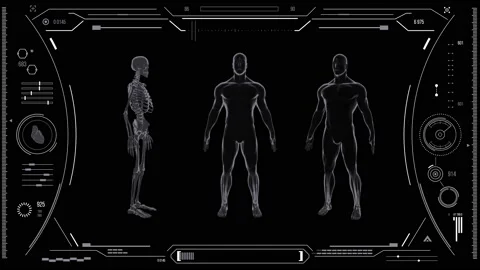 Futuristic medical user interface with HUD and infographic elements. Stock Footage 118878419