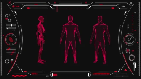 Futuristic medical user interface with HUD and infographic elements. Stock Footage 118878544
