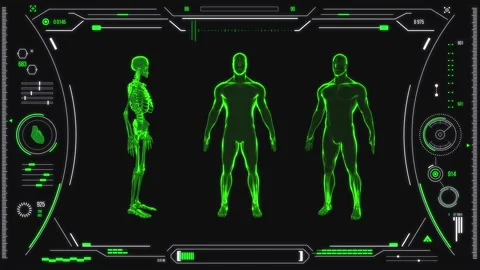 Futuristic medical user interface with HUD and infographic elements. Stock Footage 118878608