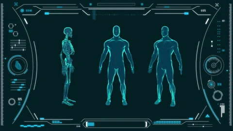 Futuristic medical user interface with HUD and infographic elements. Stock Footage 118878706