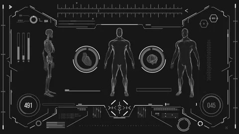 Futuristic medical user interface with HUD and infographic elements. Stock Footage 118878772