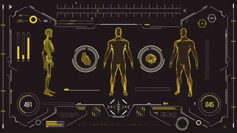 Futuristic medical user interface with HUD and infographic elements. Stock Footage 118878789