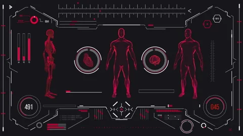 Futuristic medical user interface with HUD and infographic elements. Stock Footage 118878842