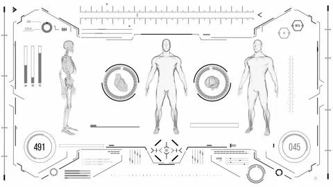 Futuristic medical user interface with HUD and infographic elements. Stock Footage 118878844