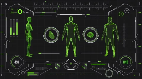 Futuristic medical user interface with HUD and infographic elements. Stock Footage 118878947