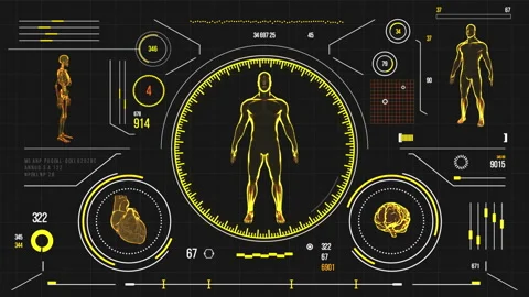 Futuristic medical user interface with HUD and infographic elements. Stock Footage 118879009