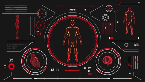 Futuristic medical user interface with HUD and infographic elements. Stock Footage 118879163