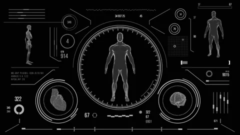 Futuristic medical user interface with HUD and infographic elements. Stock Footage 118879200