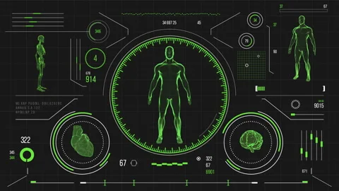 Futuristic medical user interface with HUD and infographic elements. Stock Footage 118879262