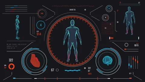 Futuristic medical user interface with HUD and infographic elements. Stock Footage 118879268