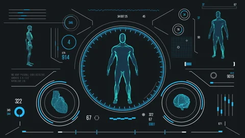 Futuristic medical user interface with HUD and infographic elements. Stock Footage 118879324