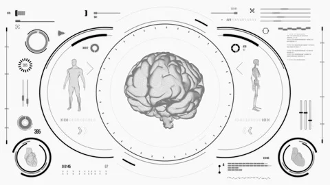 Futuristic medical user interface with HUD and infographic elements. Stock Footage 118880259