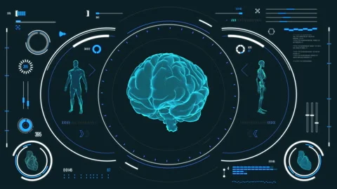 Futuristic medical user interface with HUD and infographic elements. Stock Footage 118880345