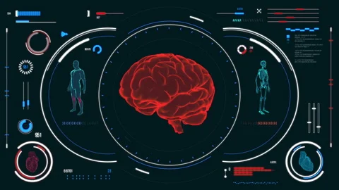 Futuristic medical user interface with HUD and infographic elements. Stock Footage 118880367