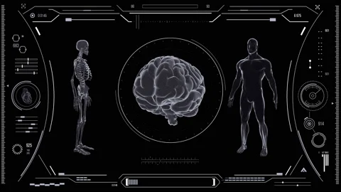 Futuristic medical user interface with HUD and infographic elements. Stock Footage 118880446