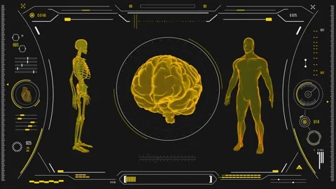 Futuristic medical user interface with HUD and infographic elements. Stock Footage 118880451