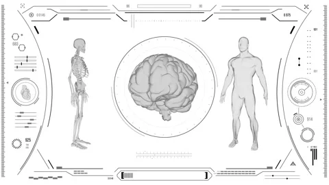 Futuristic medical user interface with HUD and infographic elements. Stock Footage 118880550