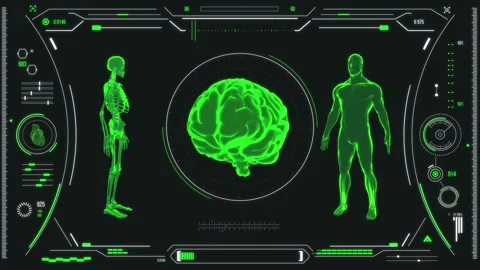 Futuristic medical user interface with HUD and infographic elements. Stock Footage 118880648