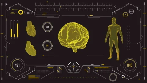 Futuristic medical user interface with HUD and infographic elements. Stock Footage 118880718