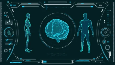 Futuristic medical user interface with HUD and infographic elements. Stock Footage 118880778