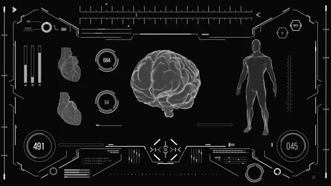 Futuristic medical user interface with HUD and infographic elements. Stock Footage 118880783