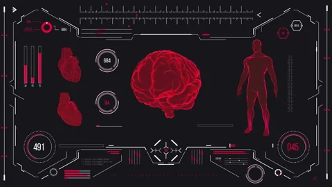 Futuristic medical user interface with HUD and infographic elements. Stock Footage 118880865